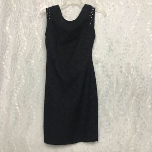 Zara Black Jacquard Dress Large Jeweled Sleeves